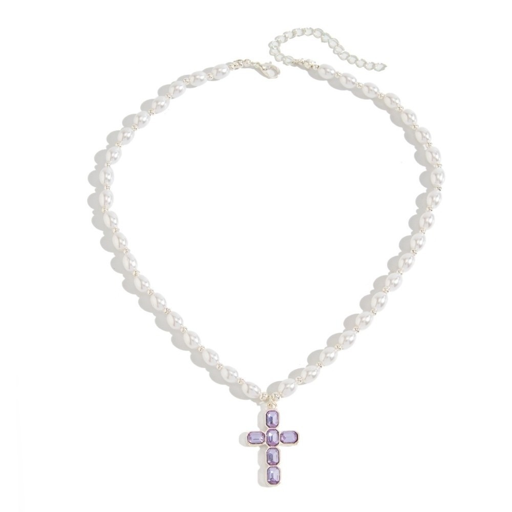 Silver Bead Clasps For Pearl Necklace - New Cross Pendant Pendant Necklace Pearl