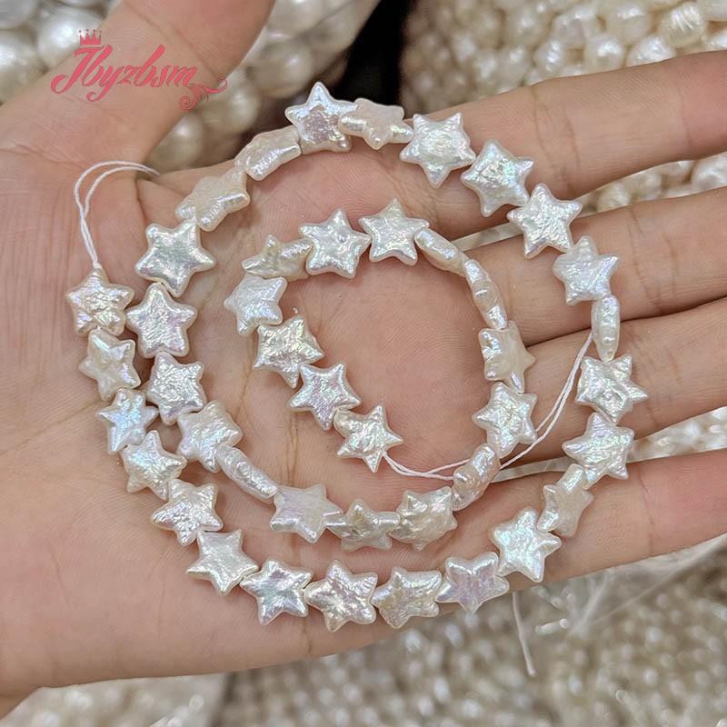 Natural Freshwater Pearl Strand Loose Beads - 10-12mm Natural Freshwater Pearl Star Shape