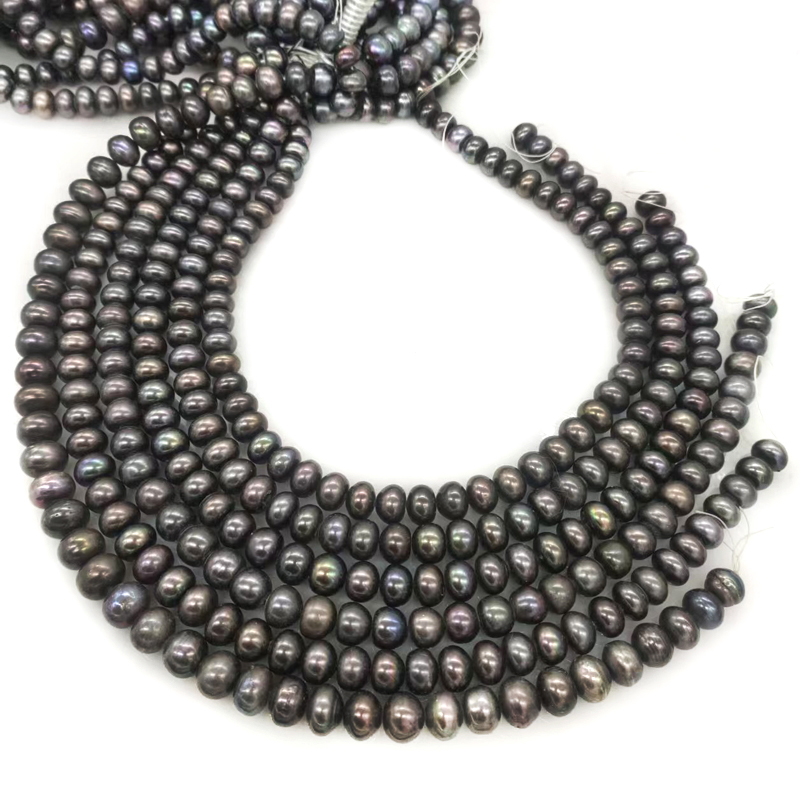 Natural Freshwater Pearl Strand Loose Beads - Wholesale 16 inches 10-11mm Black Abacus