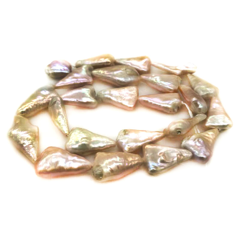 Natural Freshwater Pearl Strand Loose Beads - 16 inches 11x17mm Natural Lavender Triangular