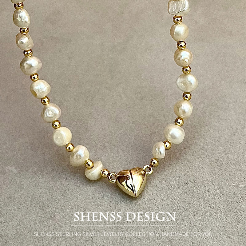 Baroque Pearl Pendant Necklace Gold - Natural Baroque 5-6mm Freshwater Pearl Necklace