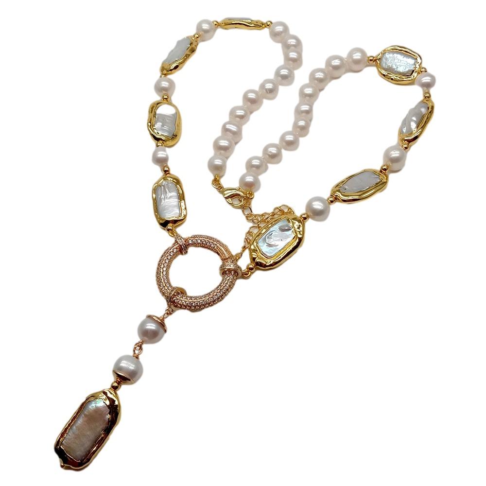 Freshwater Cultured Pearl Necklace 8-9Mm - YYGEM Tự Nhiên 8-9Mm Vòng Hình