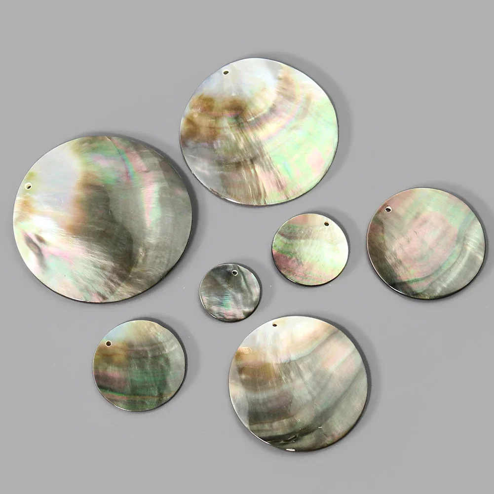 Mother Of Pearl Shell Pendant Necklace - 2PC 10--60mm Natural Polishing Black Mother
