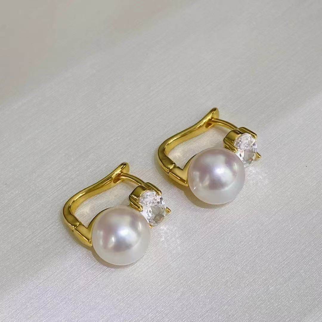 Fashionable New Oval Zircon AA - đánh giá và giá Akoya Pearl Stud Earrings Sterling Silver
