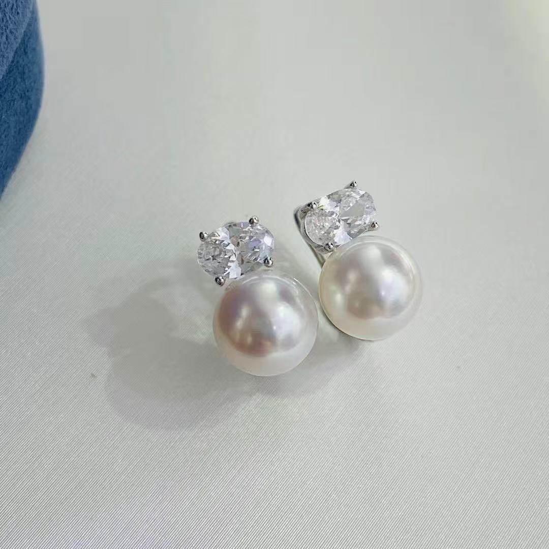 Fashionable New Oval Zircon AA - đánh giá và giá Akoya Pearl Stud Earrings Sterling Silver