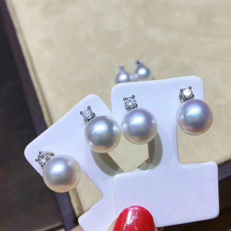 Gorgeous AAAA+ 8-9 mm Japanese - đánh giá và giá Akoya Pearl Stud Earrings Sterling Silver