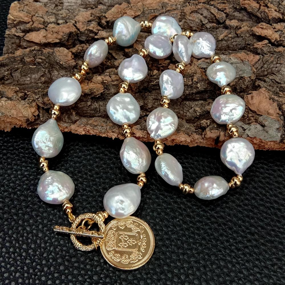YYGEM Dây chuyền ngọc trai nướ - đánh giá và giá Baroque Pearl Pendant Necklace Gold