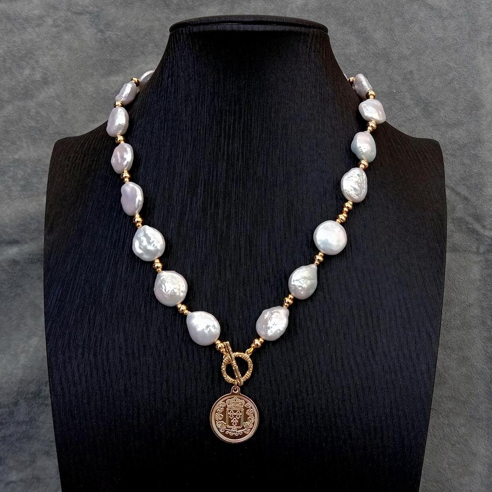 YYGEM Dây chuyền ngọc trai nướ - đánh giá và giá Baroque Pearl Pendant Necklace Gold