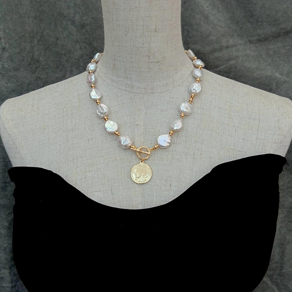 YYGEM Dây chuyền ngọc trai nướ - đánh giá và giá Baroque Pearl Pendant Necklace Gold