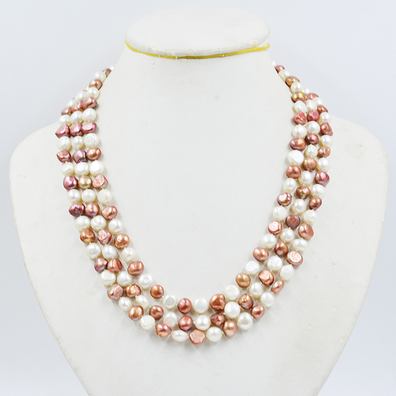 3row 8-9MM natural cultured fr - đánh giá và giá Freshwater Cultured Pearl Necklace 8-9Mm