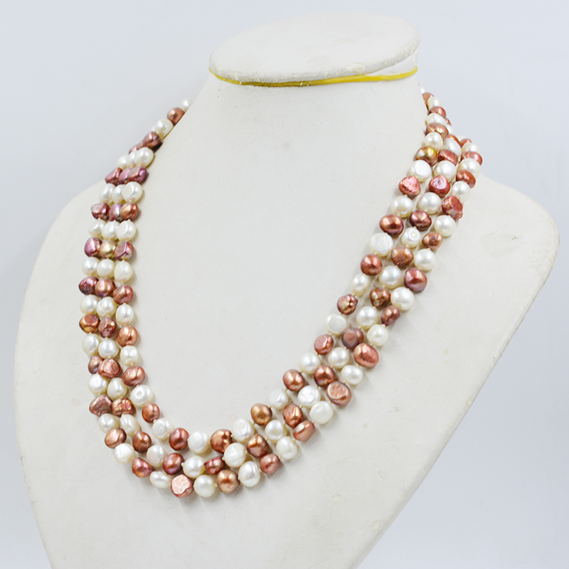 3row 8-9MM natural cultured fr - đánh giá và giá Freshwater Cultured Pearl Necklace 8-9Mm