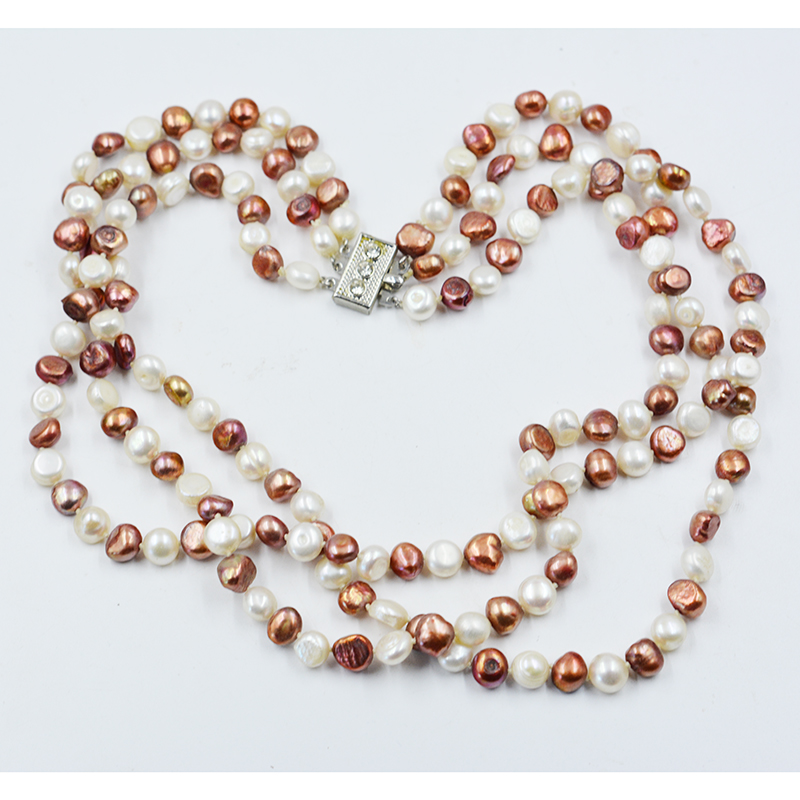 3row 8-9MM natural cultured fr - đánh giá và giá Freshwater Cultured Pearl Necklace 8-9Mm