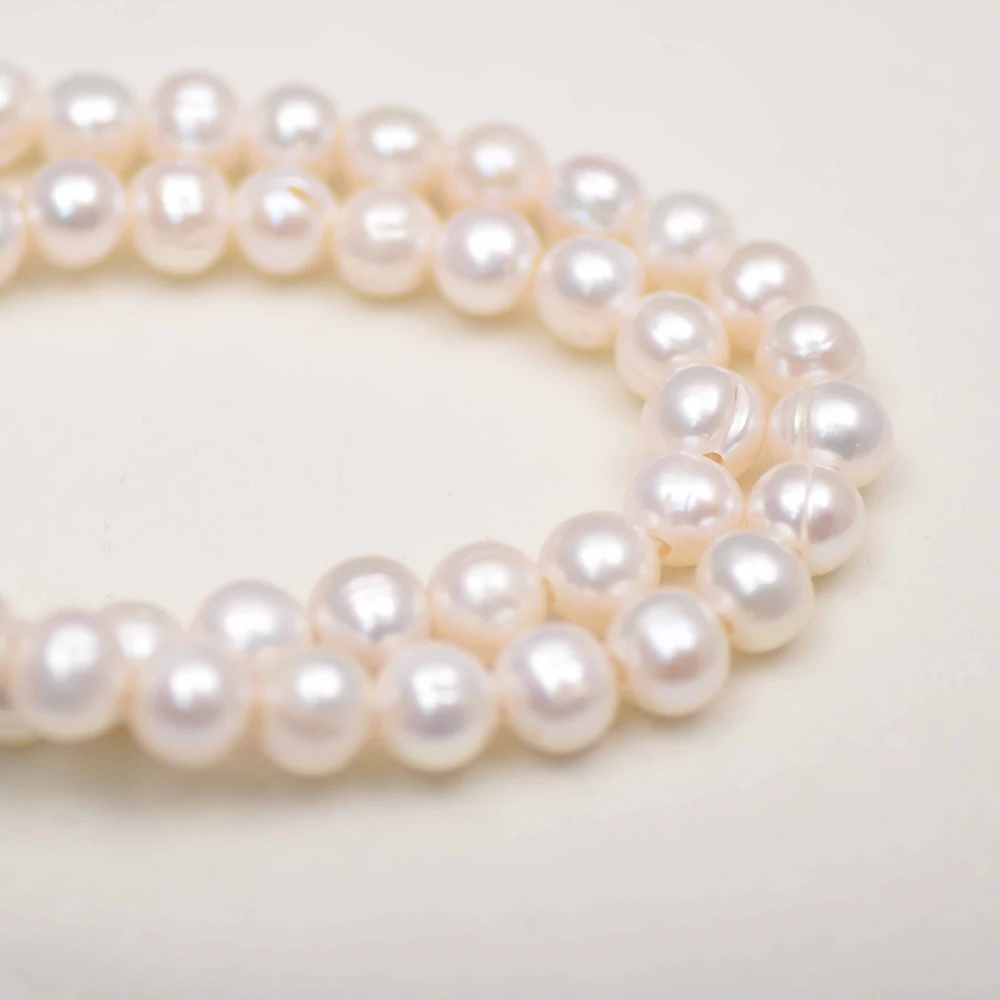 10-11mm 4A Large White Round F - đánh giá và giá Natural Freshwater Pearl Strand Loose Beads