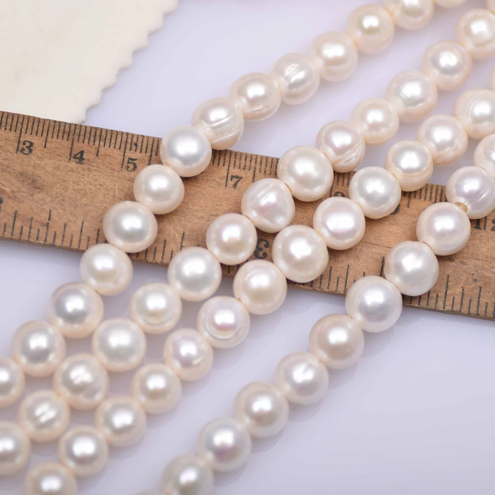 10-11mm 4A Large White Round F - đánh giá và giá Natural Freshwater Pearl Strand Loose Beads