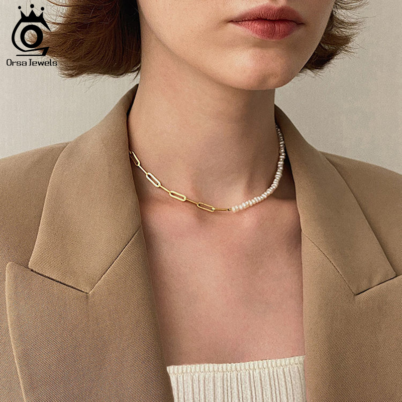 ORSA JEWELS Half Pearl Chain C - đánh giá và giá Baroque Pearl Pendant Necklace Gold