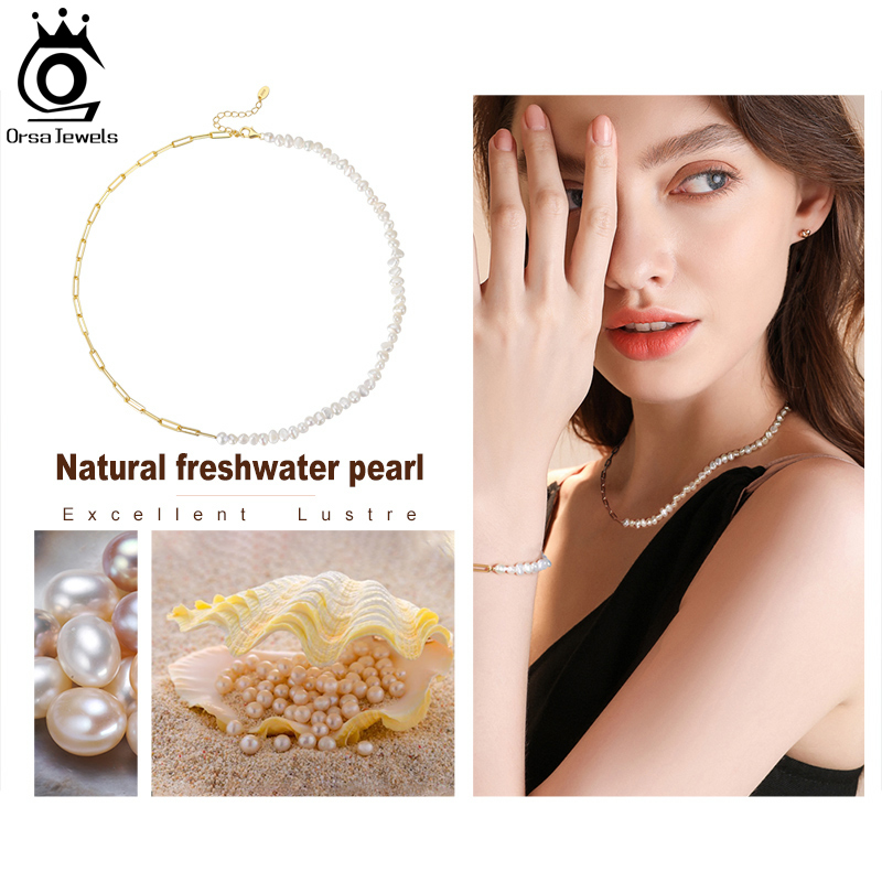 ORSA JEWELS Half Pearl Chain C - đánh giá và giá Baroque Pearl Pendant Necklace Gold
