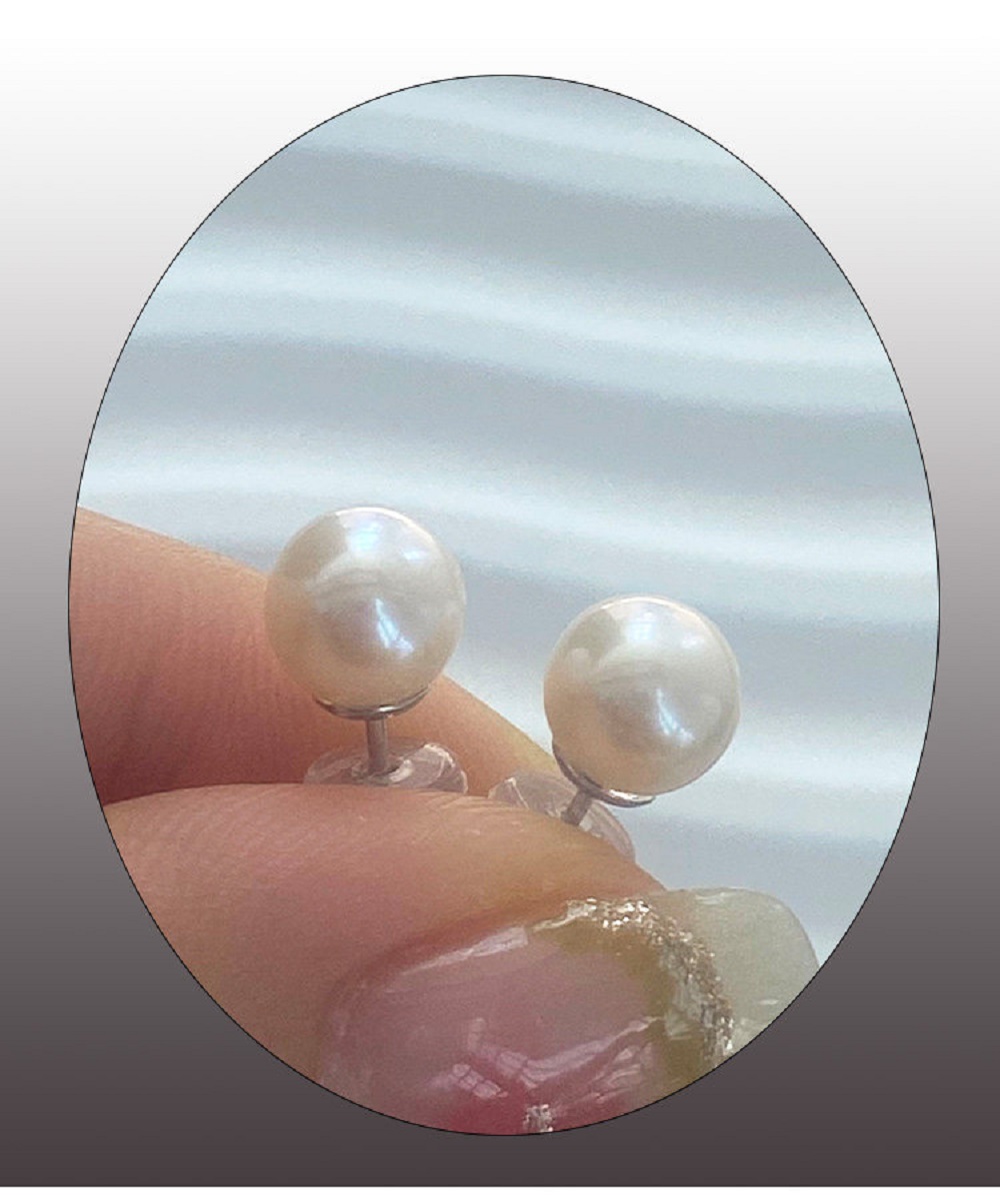 New/New Earrings AAAA6-7mm Nat - đánh giá và giá Akoya Pearl Stud Earrings Sterling Silver