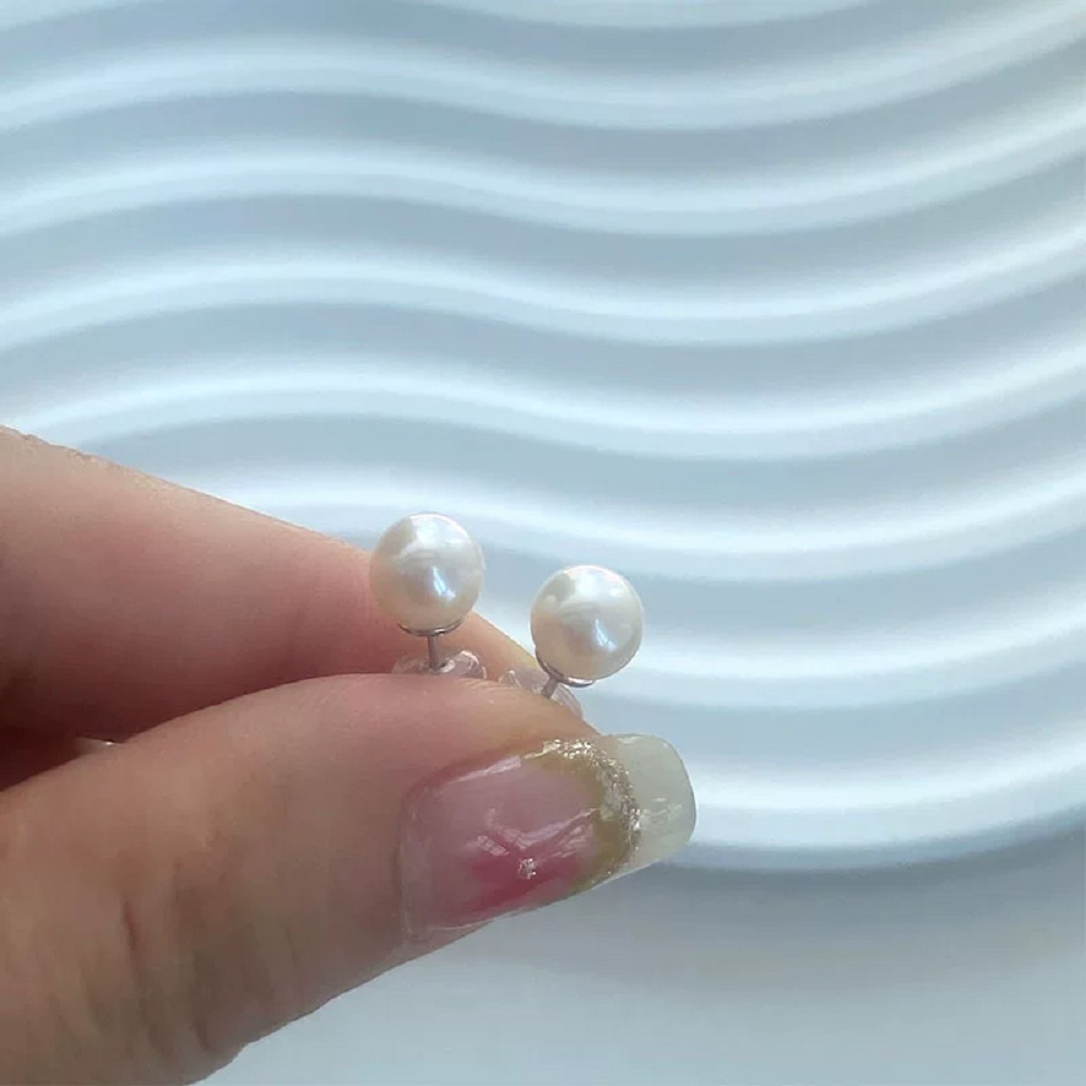 New/New Earrings AAAA6-7mm Nat - đánh giá và giá Akoya Pearl Stud Earrings Sterling Silver