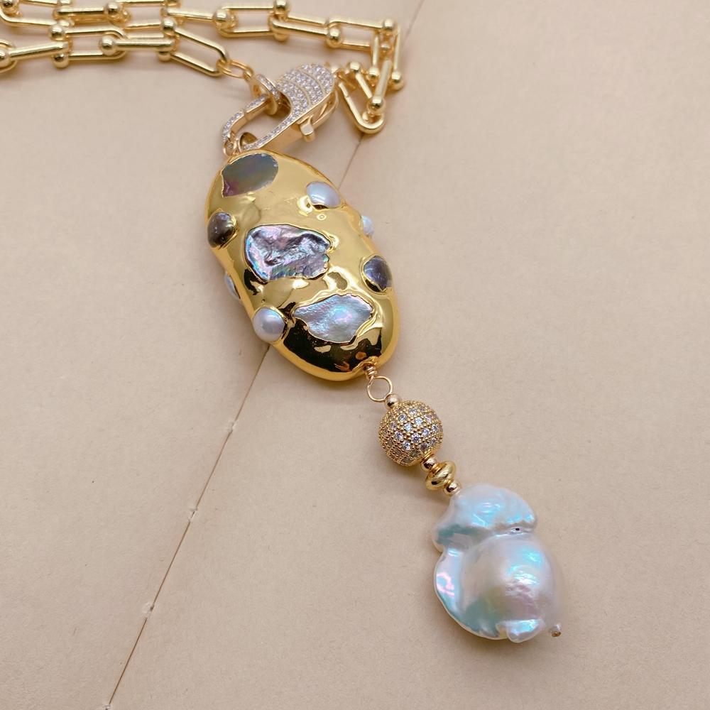 Yygem Gold Plated Chain Neckla - đánh giá và giá Baroque Pearl Pendant Necklace Gold