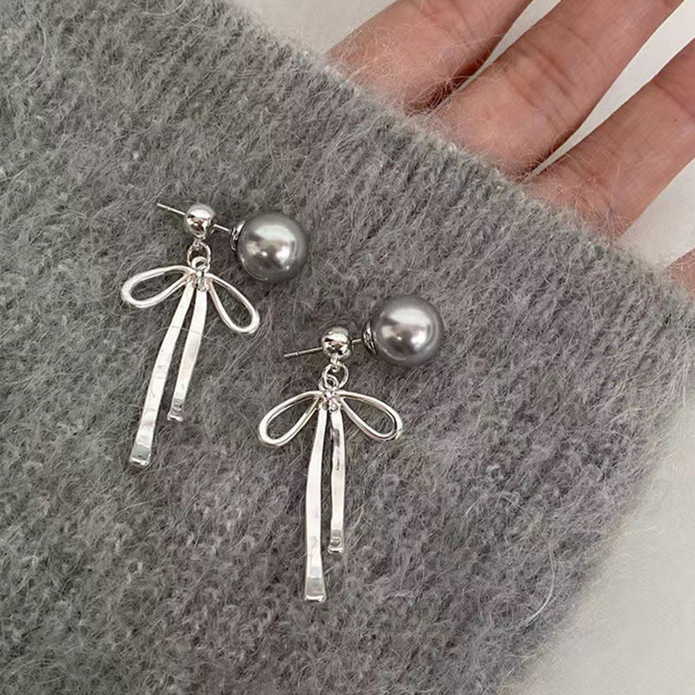 Gray Imitation Pearl Bowknot P - đánh giá và giá Silver Bead Clasps For Pearl Necklace