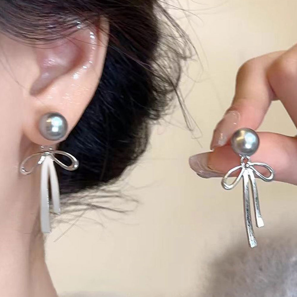 Gray Imitation Pearl Bowknot P - đánh giá và giá Silver Bead Clasps For Pearl Necklace