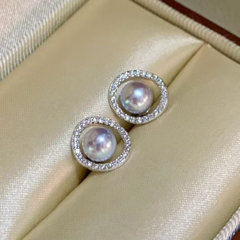 5-6mm Silver Blue Natural Japa - đánh giá và giá Akoya Pearl Stud Earrings Sterling Silver