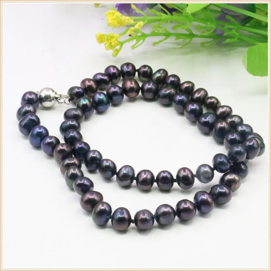 7-8mm Black Natural Fresh Wate - đánh giá và giá Silver Bead Clasps For Pearl Necklace