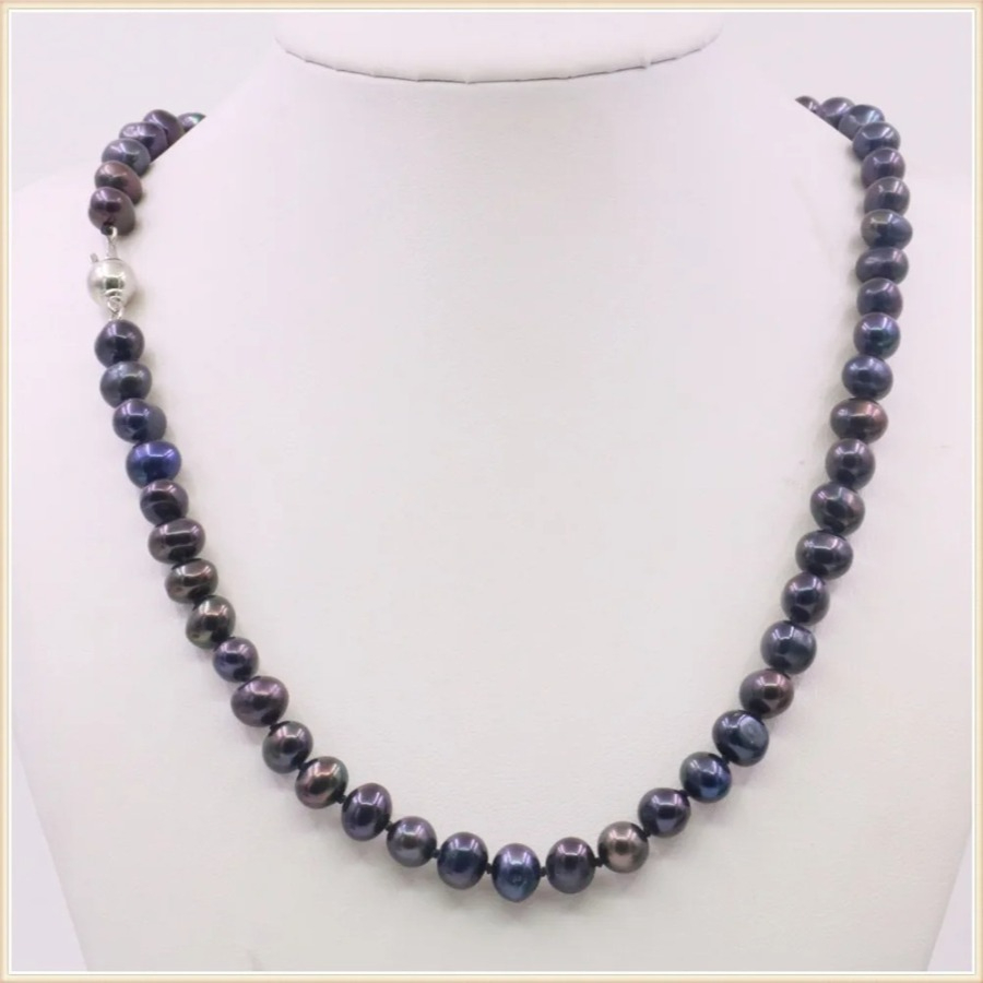 7-8mm Black Natural Fresh Wate - đánh giá và giá Silver Bead Clasps For Pearl Necklace