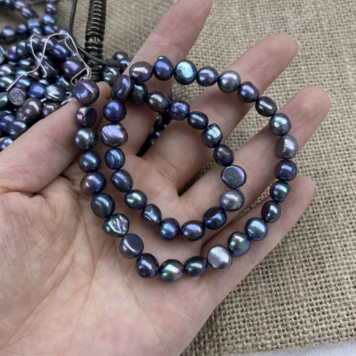 8-9mm Black Two Side Polished  - đánh giá và giá Freshwater Cultured Pearl Necklace 8-9Mm