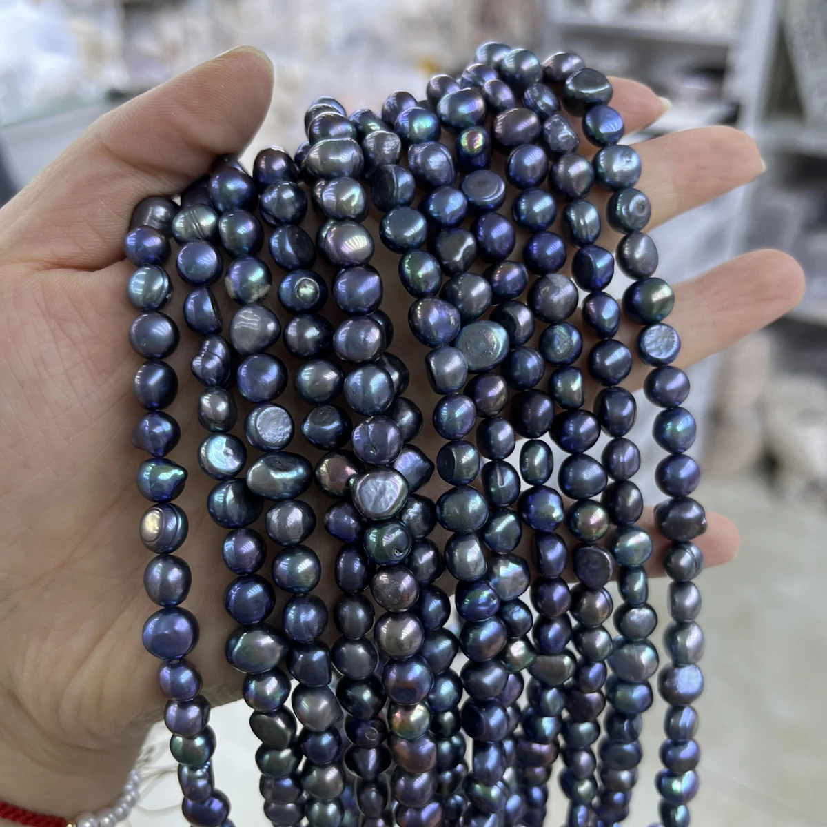 8-9mm Black Two Side Polished  - đánh giá và giá Freshwater Cultured Pearl Necklace 8-9Mm