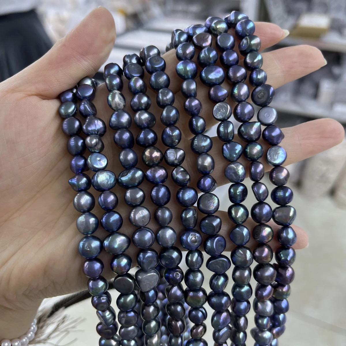 8-9mm Black Two Side Polished  - đánh giá và giá Freshwater Cultured Pearl Necklace 8-9Mm