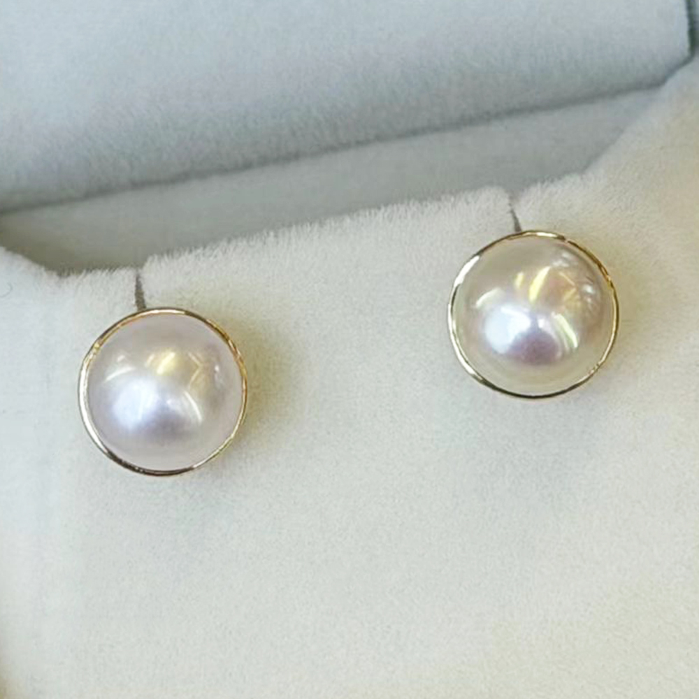 Elegant Semi-enclosed 925 Silv - đánh giá và giá Akoya Pearl Stud Earrings Sterling Silver