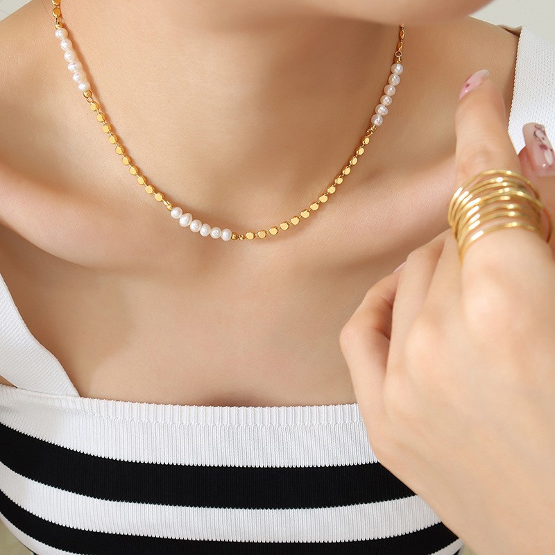 Hot Sell Trendy Flat Gold Bead - đánh giá và giá Baroque Pearl Pendant Necklace Gold