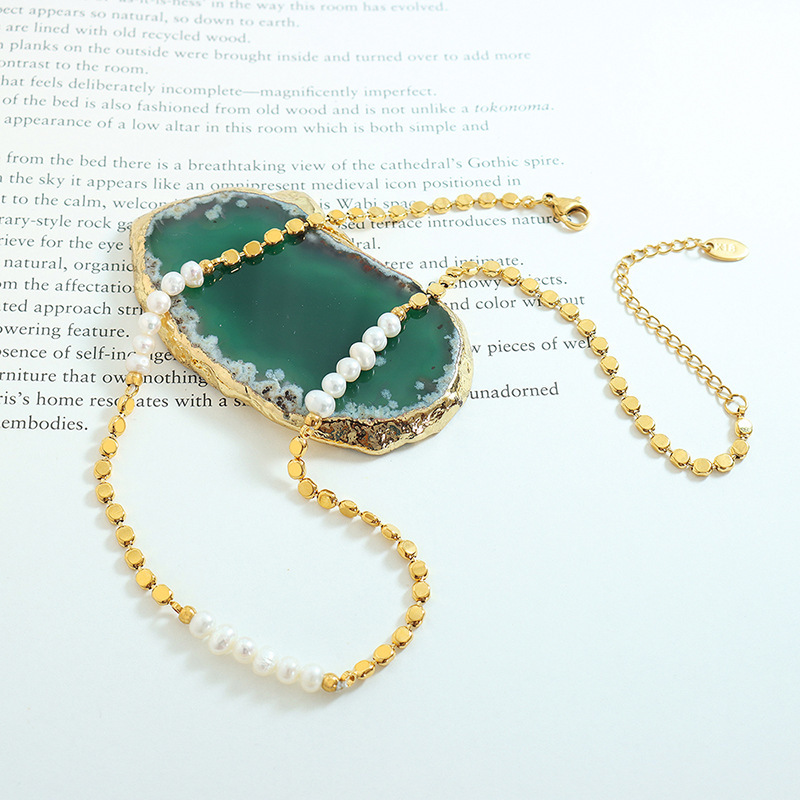 Hot Sell Trendy Flat Gold Bead - đánh giá và giá Baroque Pearl Pendant Necklace Gold