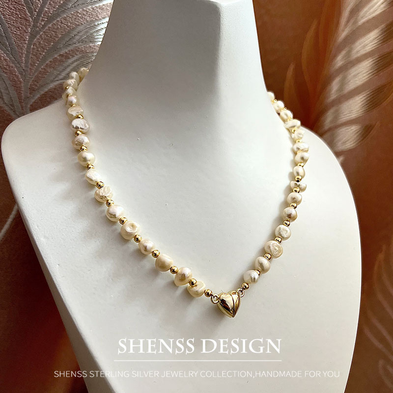 Natural Baroque 5-6mm Freshwat - đánh giá và giá Baroque Pearl Pendant Necklace Gold