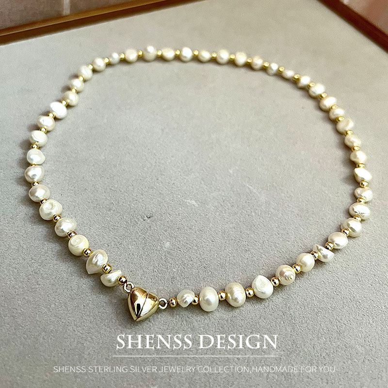 Natural Baroque 5-6mm Freshwat - đánh giá và giá Baroque Pearl Pendant Necklace Gold