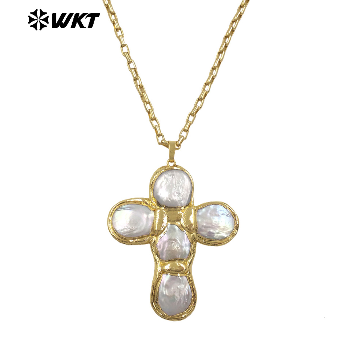 WT-JN349 Newest Design Natural - đánh giá và giá Baroque Pearl Pendant Necklace Gold