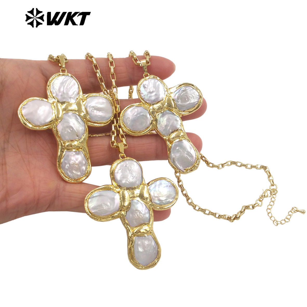 WT-JN349 Newest Design Natural - đánh giá và giá Baroque Pearl Pendant Necklace Gold