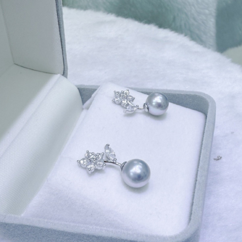8‑9mm Natural Seawater Akoya S - đánh giá và giá Akoya Pearl Stud Earrings Sterling Silver