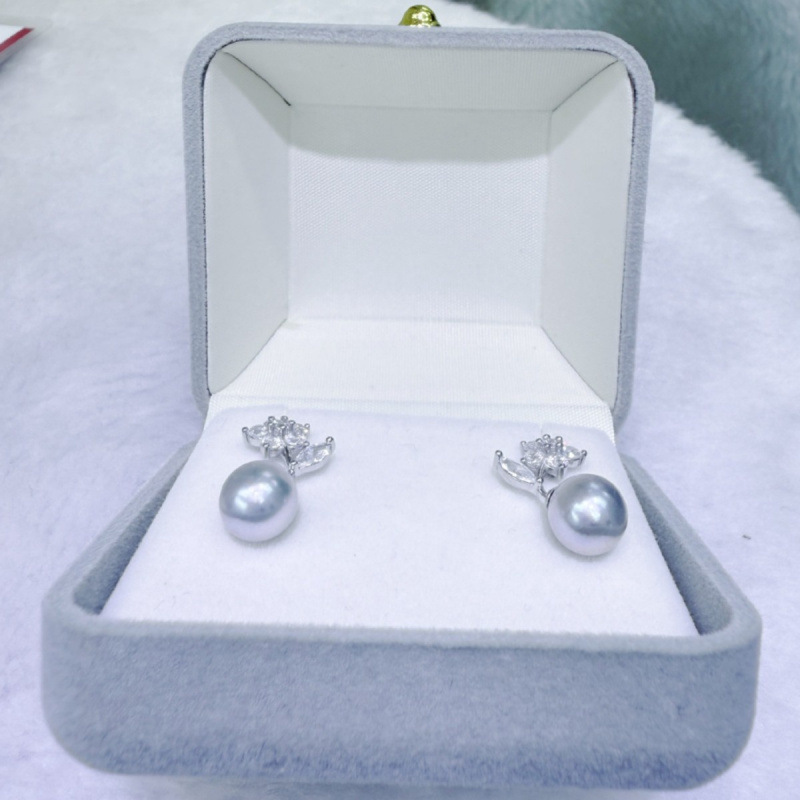 8‑9mm Natural Seawater Akoya S - đánh giá và giá Akoya Pearl Stud Earrings Sterling Silver