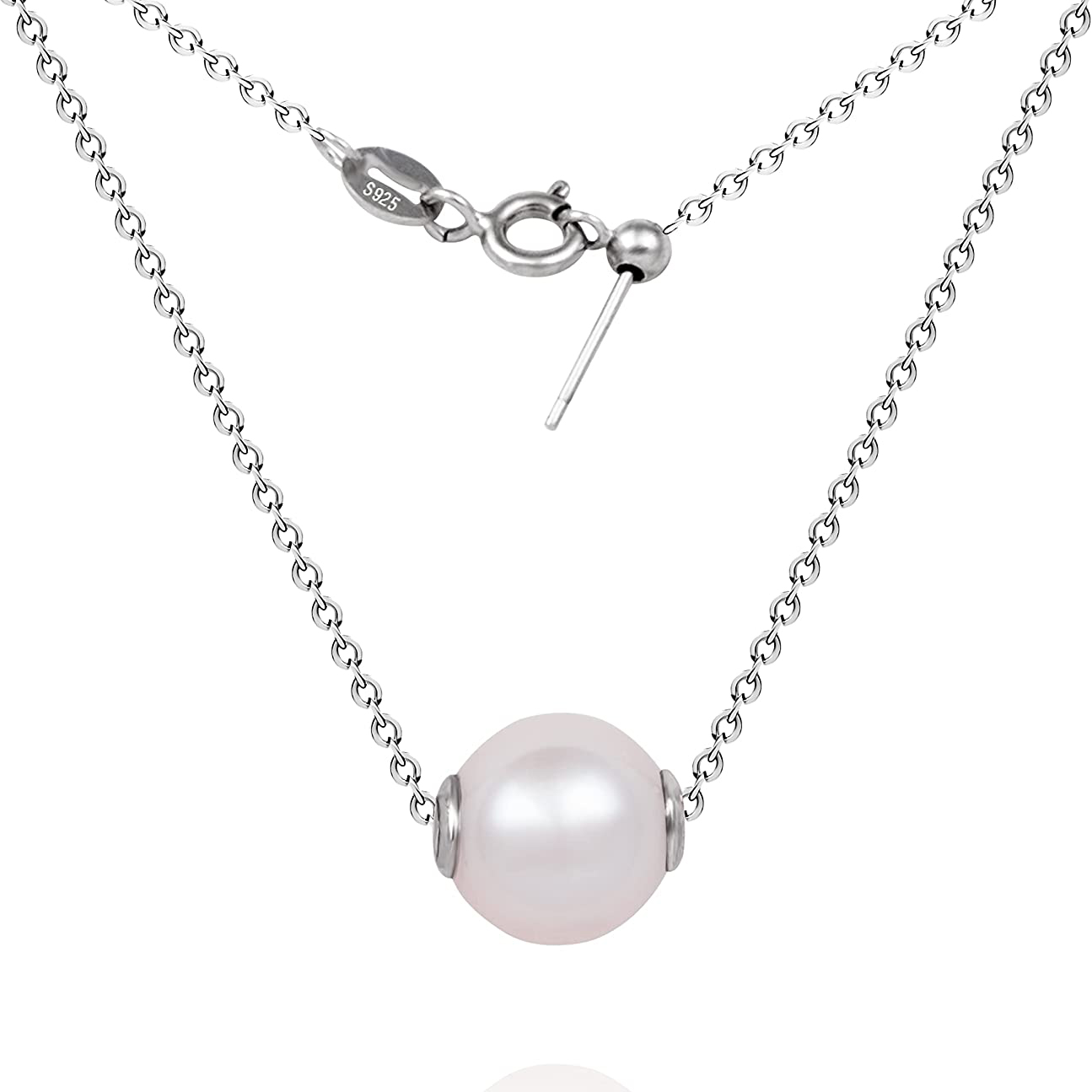 Mới Bạc 925 Đĩa Đơn AAAA Chất  - đánh giá và giá Freshwater Cultured Pearl Necklace 8-9Mm