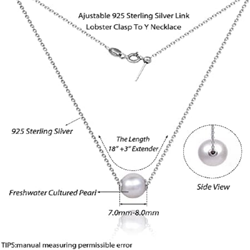 Mới Bạc 925 Đĩa Đơn AAAA Chất  - đánh giá và giá Freshwater Cultured Pearl Necklace 8-9Mm