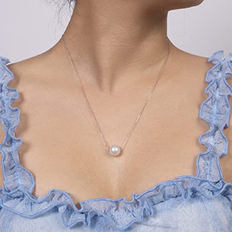 Mới Bạc 925 Đĩa Đơn AAAA Chất  - đánh giá và giá Freshwater Cultured Pearl Necklace 8-9Mm