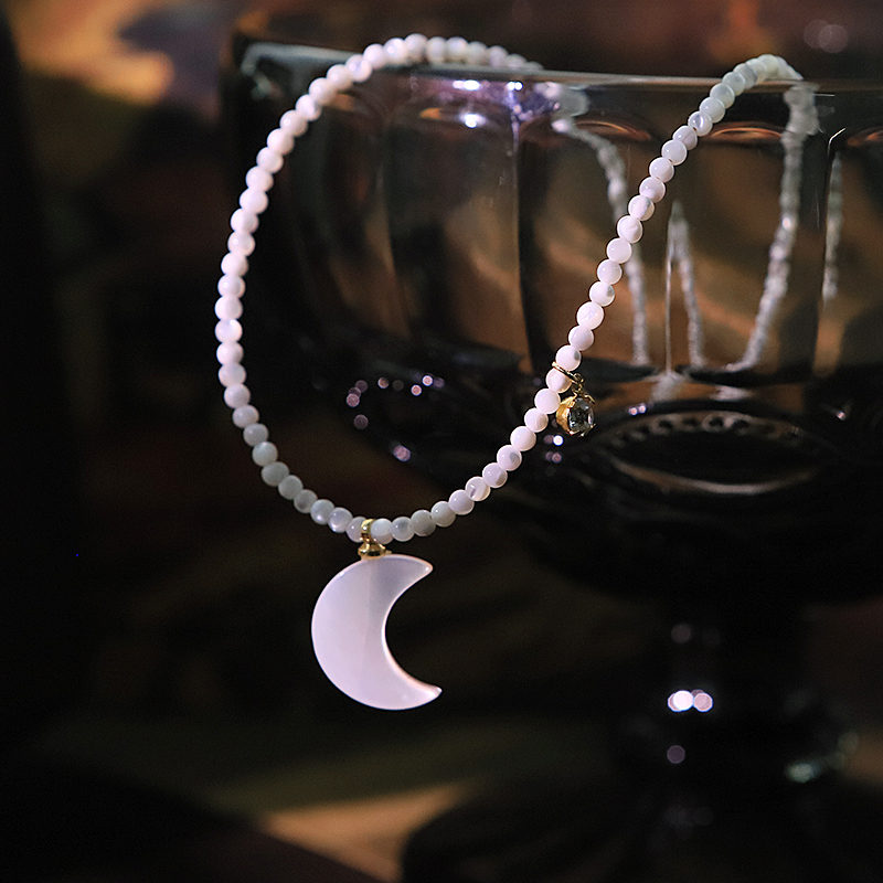 Moon Shell Zircon Necklace Han - đánh giá và giá Mother Of Pearl Shell Pendant Necklace