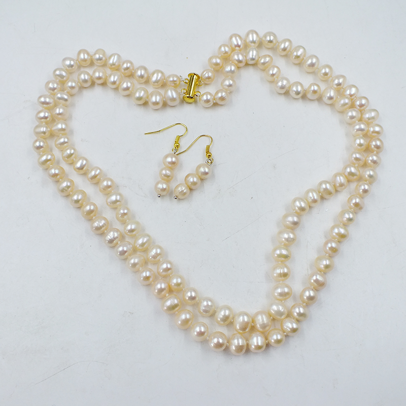 2-row 8-9MM natural pink cultu - đánh giá và giá Freshwater Cultured Pearl Necklace 8-9Mm