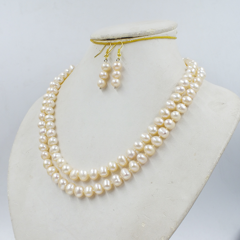 2-row 8-9MM natural pink cultu - đánh giá và giá Freshwater Cultured Pearl Necklace 8-9Mm