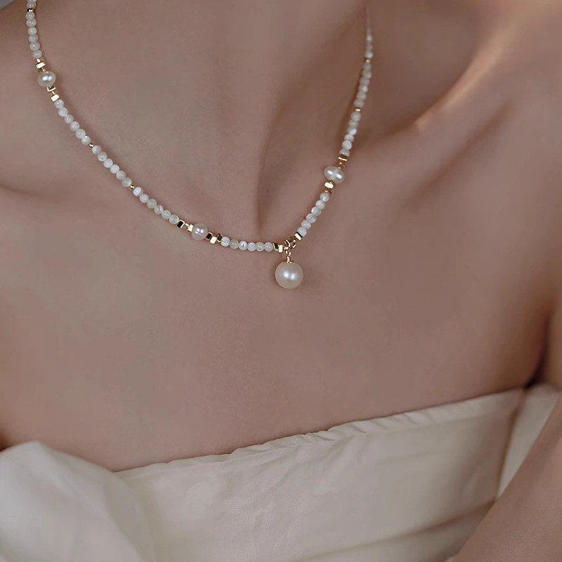 New Style Trendy Natural Fresh - đánh giá và giá Baroque Pearl Pendant Necklace Gold