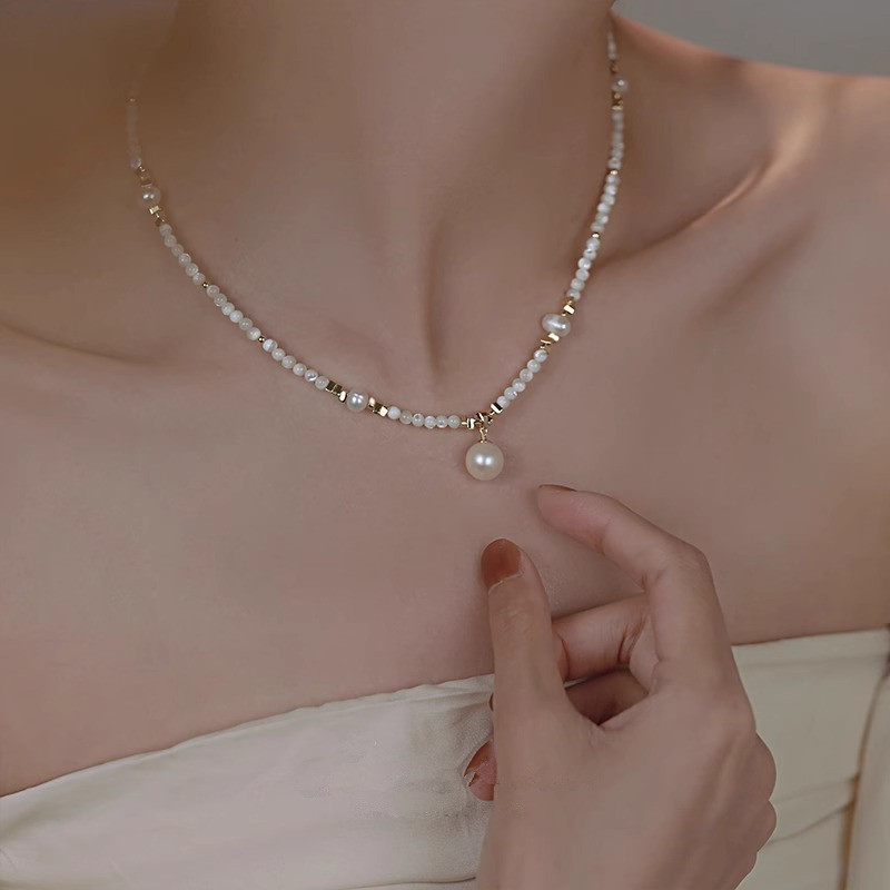 New Style Trendy Natural Fresh - đánh giá và giá Baroque Pearl Pendant Necklace Gold