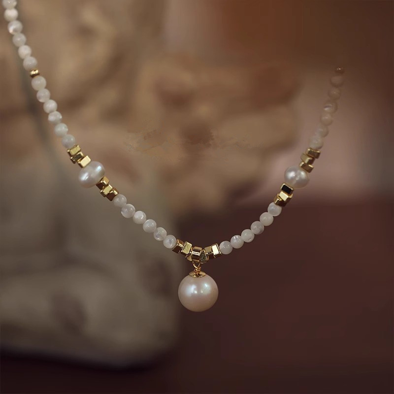 New Style Trendy Natural Fresh - đánh giá và giá Baroque Pearl Pendant Necklace Gold
