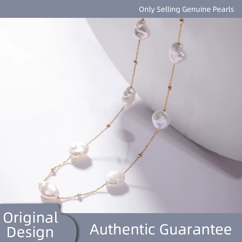 Fine Jewelry Real 18K Gold Nec - đánh giá và giá Baroque Pearl Pendant Necklace Gold